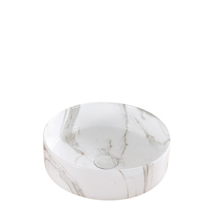 Lavoar De Blat PRO VERONA, Dimensiuni 36 X 36 X 12 Cm, Forma Rotunda, Ceramica Sanitara, Gri / Maro - Img 2