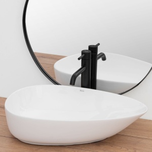 Lavoar de blat REA GRETA 65, Dimensiuni 65.5 cm x 40 x 13 cm, Ceramica Sanitara,fara gaura baterie, Alba - Img 5