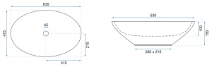 Lavoar De Blat REA OLGA, Dimensiuni 63 x 41.5 x 15 Cm, Montaj Pe Blat, Forma Ovala, Ceramica Sanitara, Alb - Img 7
