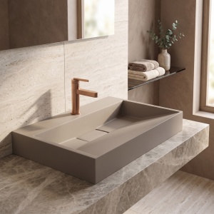 Lavoar din compozit Rea Goya taupe mat 70 cm - Img 5