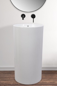 Lavoar Independent REA ESTER, Dimensiuni 44.5 x 46 X 81.5 Cm, Forma Rotunda, Alb - Img 3