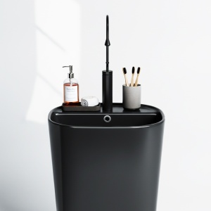 Lavoar oval ceramic freestanding, Claro Black Matt, 49 x 38 cm - Img 4