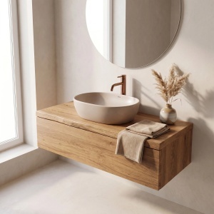 Lavoar oval cu montaj pe blat Rea Focus Taupe - Img 4