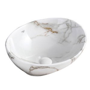 Lavoar oval din ceramica cu fixare pe blat Lumo White Gloss 40 x 33 cm - Img 8