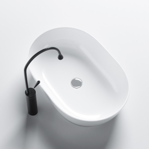 Lavoar oval din ceramica cu fixare pe blat Neo White Gloss 60 x 42 cm - Img 4