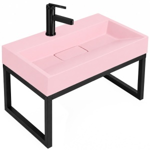 Lavoar pe blat cu cadru Rea Goya roz pastel 60 cm - Img 2