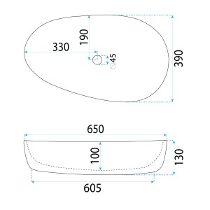 Lavoar pe blat oval asimetric cu finisaj lucios SANDRA alb - Img 4