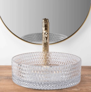 Lavoar pe blat REA Cristal Transparent,diametrul 35,5 x 11,5 cm - Img 2