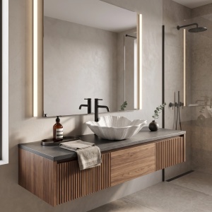 Lavoar pe Blat Rea Flower, Forma Florala, Alb Terrazzo - Img 4