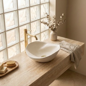 Lavoar pe blat Rea HM-34B ceramic lucrat manual multicolor mat - Img 3