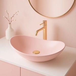 Lavoar pentru blat oval cu finisaj mat Royal Powder Pink Matt roz - Img 7