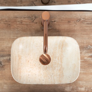 Lavoar pentru blat REA Belinda Mini ,Design Modern, Travertine Matt - Img 3