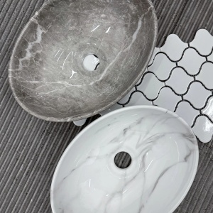 Lavoar pentru blat Rea Sofia, Cloudy Mini, Design Modern, Imitatie de Piatra - Img 5