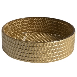 Lavoar rotund din sticla frezata cu montaj pe blat Brillant Gold Matt 36 x 12 cm - Img 14