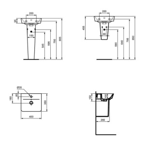 Lavoar suspendat Ideal Standard Connect Air Cube 40x35 cm negru mat - Img 5
