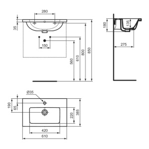 Lavoar suspendat Ideal Standard i.life S alb lucios 61 cm - Img 11