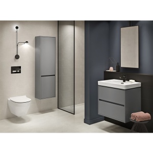 Mobilier baie suspendat Cersanit Crea gri mat 50 cm cu 2 sertare - Img 4