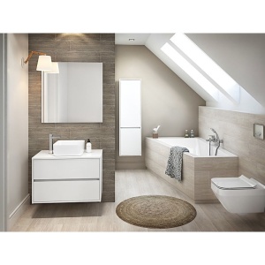 Mobilier baie suspendat Cersanit Crea pentru lavoar pe blat alb 100 x 45 cm - Img 2