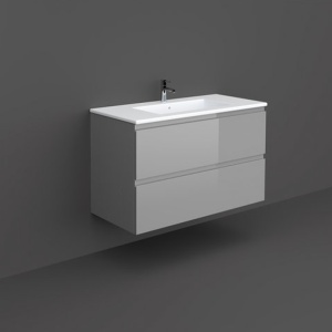 Mobilier baie suspendat pentru lavoar RAK Ceramics Joy gri lucios 100 cm