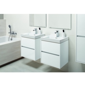 Mobilier baie suspendat sub lavoar Cersanit Crea alb lucios 80 cm - Img 3