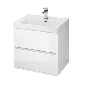 Mobilier suspendat pentru lavoar Cersanit Crea alb lucios 60 cm cu 2 sertare