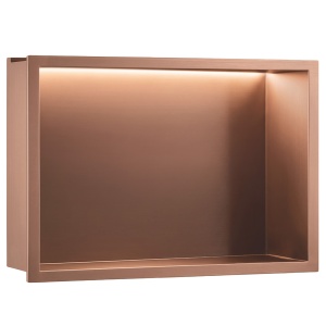 Nisa Incastrata pentru baie cu iluminare LED, cupru periat, 30x45 cm - Img 4