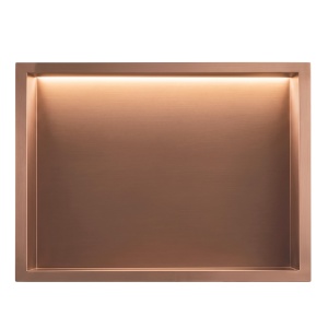 Nisa Incastrata pentru baie cu iluminare LED, cupru periat, 30x45 cm - Img 2