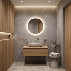 Oglinda de perete cu iluminare LED YH-BL-1 rotunda 50 cm - Img 4