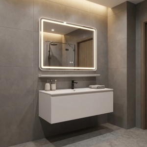 Oglindă de perete LED cu raft 80x60 cm L-8060 - Img 5