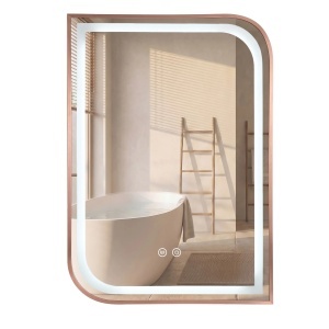 Oglindă LED 80x60 cm Zone Brush Rose Gold
