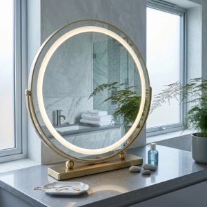 Oglindă LED rotunda pentru make-up L.Gold 50 cm - Img 5
