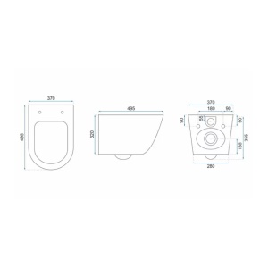Pachet vas wc suspendat Rea Carlo Mini Basic, capac softclose si set dus igiena intima crom cu baterie incastrata Rea Fenix - Img 2