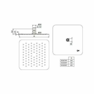 Palarie dus Ideal Standard IdealRain Luxe M1 patrata 400x400 mm - Img 3
