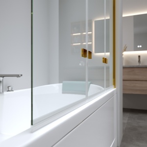 Paravan de cada PR05, Dimensiune 120x140cm, Sticla securizata 6mm, Culoare Auriu - Img 8