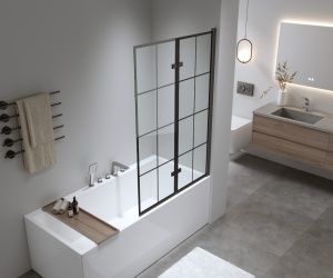 Paravan de cada PR06, Dimensiune 100x140cm, Sticla securizata 6mm, Culoare Negru - Img 9