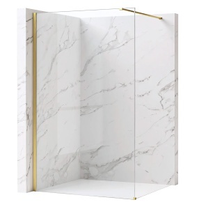 Paravan de dus din sticla securizata Rea Flexi Transparent / Gold Brush 80