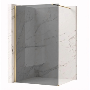 Paravan de dus Rea Flexi Grey / Brush Gold 80