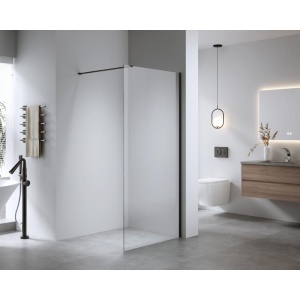 Perete de dus walk in Mediterraneo Trixie negru mat 100 x 200 cm sticla 8 mm