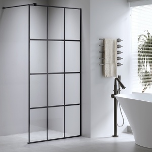 Perete de dus Walk-In SH04B, Dimensiune 80cm, Sticla securizata 8mm, Culoare Negru - Img 13