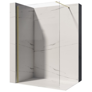 Perete de dus walk in Veldman Milan cu profil auriu periat 8 mm 90 cm