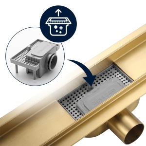 Rigola de dus DL01 Fix auriu 50 cm gratar 2 in 1 sifon 52 mm - Img 4
