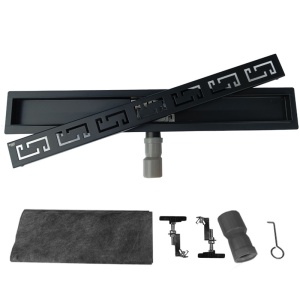 Rigola de duș liniară cu sifon fix și randament ridicat Omega DL01 70 cm – Negru - Img 14