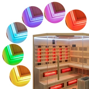 Sauna combinata cu infrarosu si finlandeza cu soba Harvia 8kW, Moss 200 x 200 cm pentru 8 persoane - Img 7