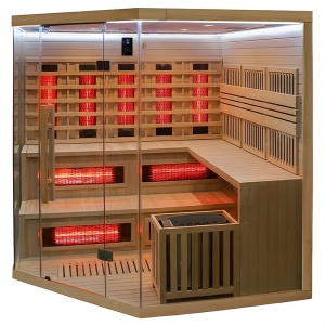 Sauna combinata cu infrarosu si finlandeza cu soba Harvia 8kW, Moss 200 x 200 cm pentru 8 persoane - Img 17