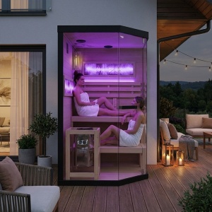 Sauna finlandeza cu temperatura inalta si argaz Harvia 3.5kW, 120 x 120 cm pentru doua persoane - Img 5