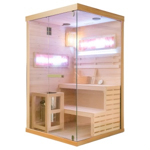Sauna finlandeza cu temperatura inalta si soba Harvia 3.5kW pentru 1-2 persoane Lark 120 x 120 cm - Img 2