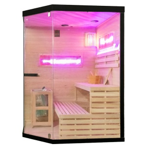Sauna finlandeza cu temperatura inalta si soba Harvia 6kW pentru 4-5 persoane Lark 150 x 150 cm - Img 5