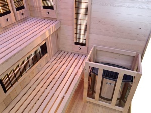 Saună finlandeză și cu infraroșu pentru interior, 150x150x200 cm, încălzitor electric 6 kW, piatră de sare inclusă - Img 6