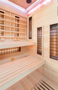 Sauna uscata cu infrarosu si terapie cromatica pentru 2 persoane montaj dreapta EP2RS 120 x 120 cm - Img 12
