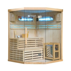 Saună uscată cu soba HARVIA de 6 kW, piatră de sare și izolație de perete MO-EA3CS, 150 x 150 x 200 cm pentru 3 persoane - Img 7